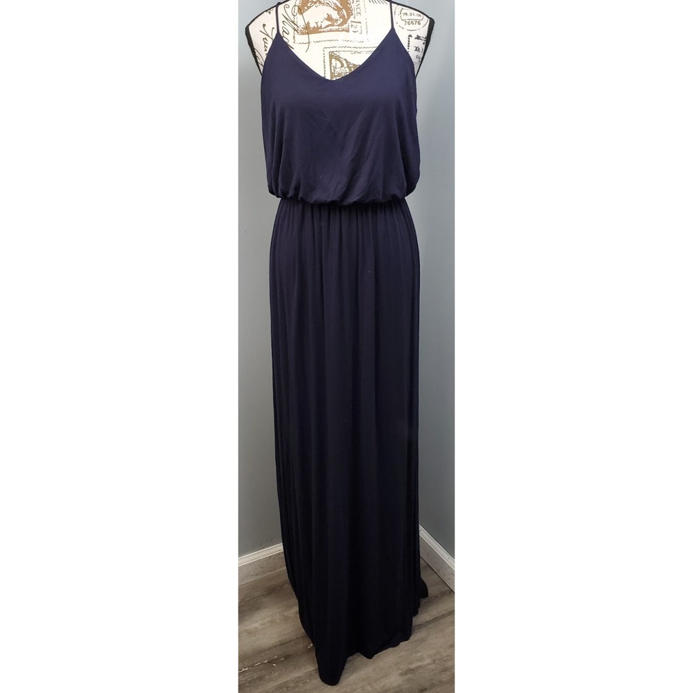 Mikey & Joey Maxi Dress Womens L Blue Sleeveless Flowy Soft Comfortable Stretch